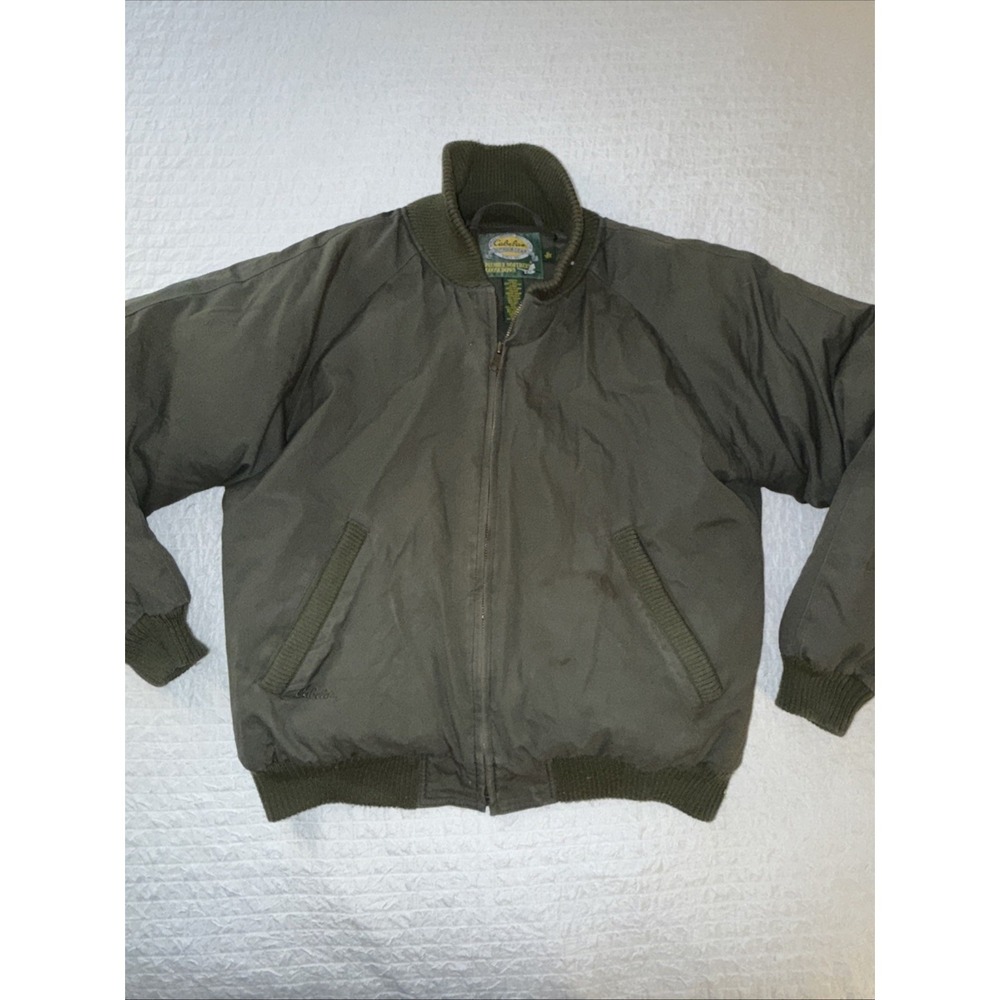 Vintage Cabelas Men's Premier Northern Goose Down Green Bomber Jacket Size XL